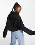 PUMA CLASSICS CROPPED RIBBED HOODIE BLACK