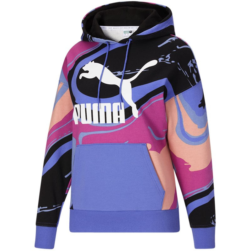 PUMA MARBELED AOP HOODIE BAJA BLUE