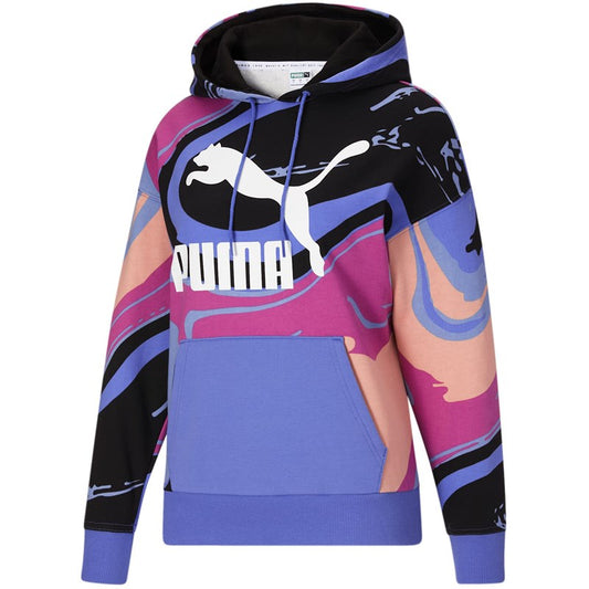 PUMA MARBELED AOP HOODIE BAJA BLUE