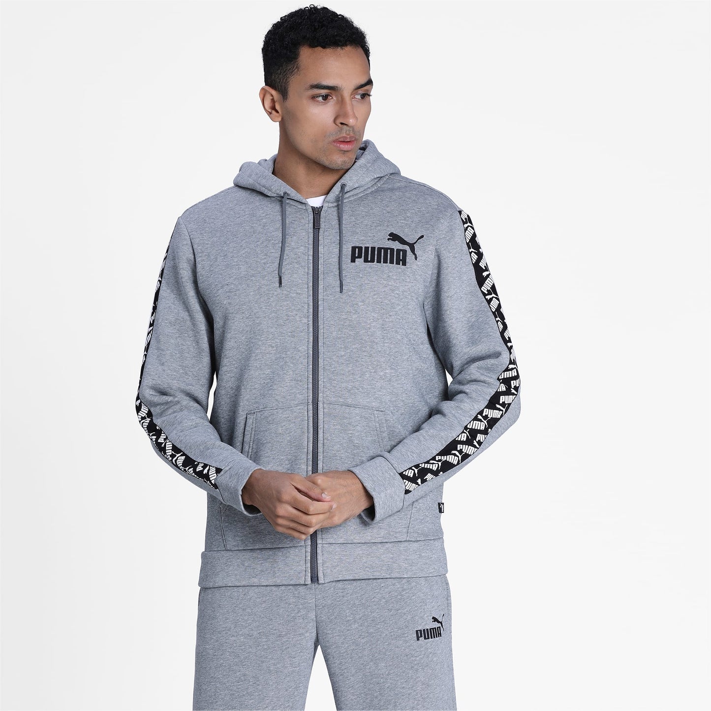 Puma  Men's Amplified Hooded Jacket FL  Gray Heather